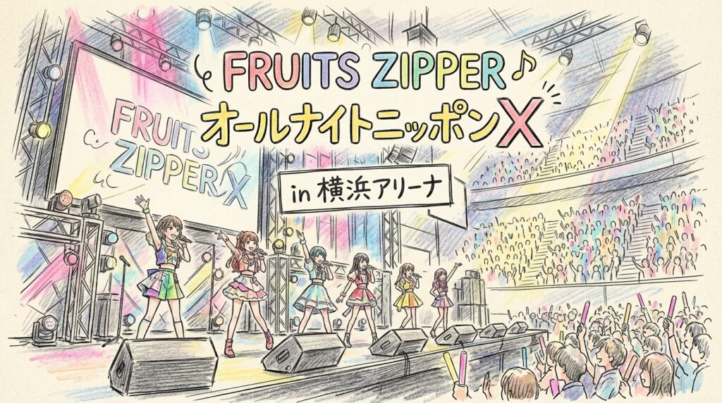 オールナイトニッポン FRUITS ZIPPERのオールナイトニッポンX in 横浜アリーナのスケジュール・キャパ・ホテル予約