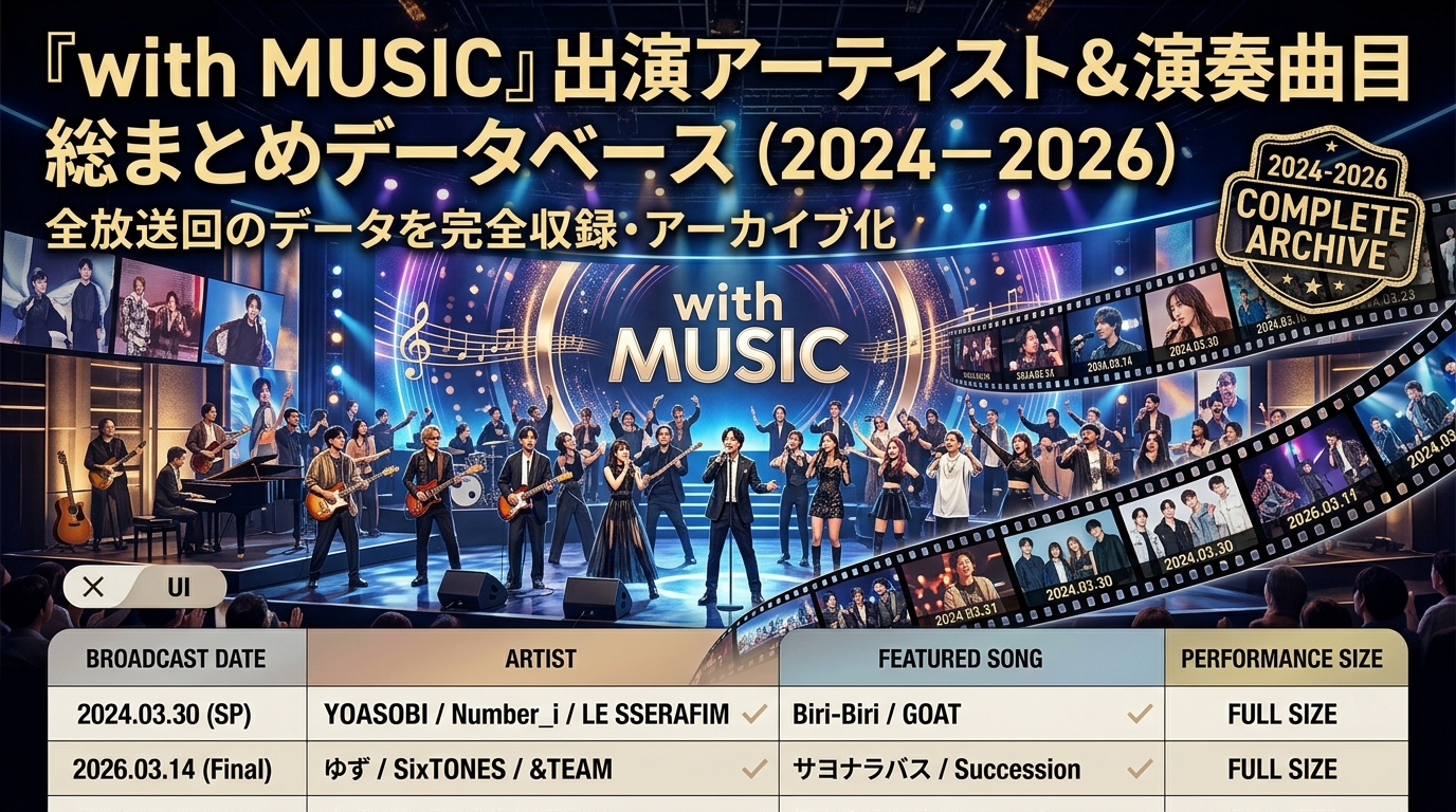 日本テレビ「with MUSIC」出演アーティスト＆演奏曲目総まとめ