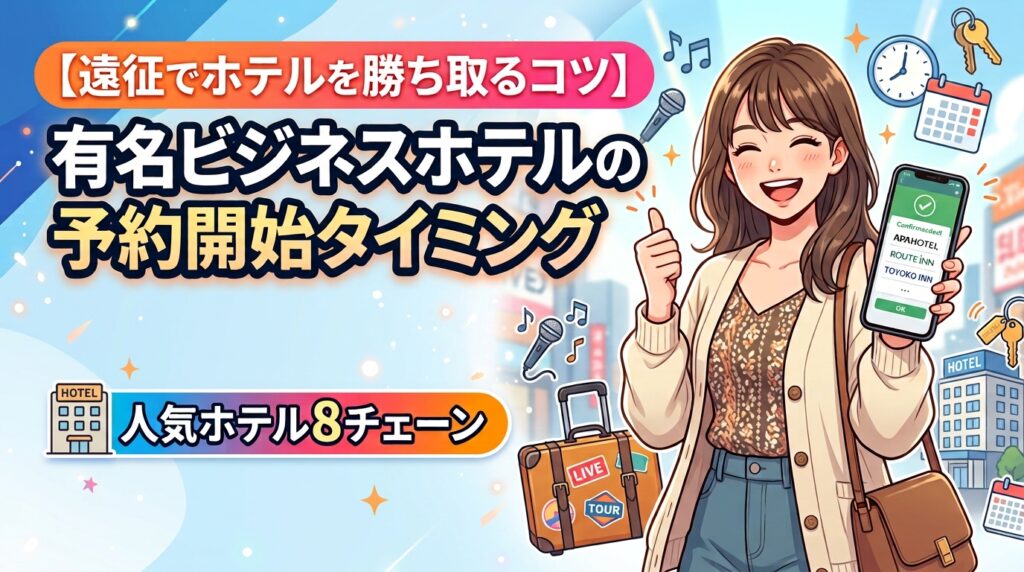 【遠征でホテルを勝ち取るコツ】有名ビジネスホテルの予約開始タイミングまとめ