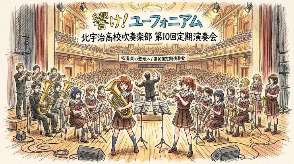 響け！ユーフォニアム 吹奏楽コンサート 北宇治高校吹奏楽部 第10回定期演奏会のスケジュール・キャパ・ホテル予約