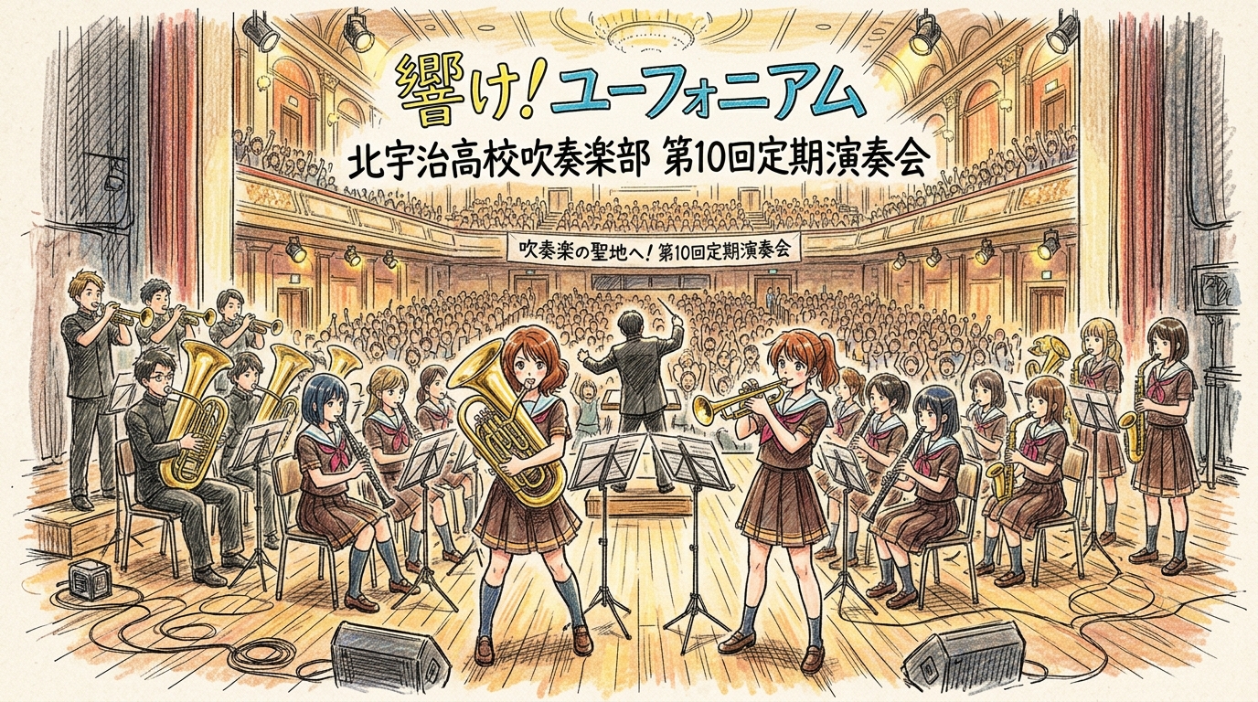 響け！ユーフォニアム 吹奏楽コンサート 北宇治高校吹奏楽部 第10回定期演奏会のスケジュール・キャパ・ホテル予約